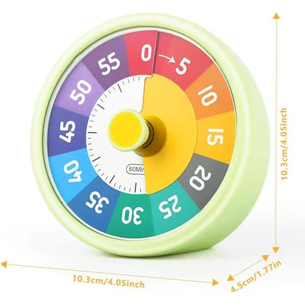 Visuell timer för barn, 60 minuters nedräkningstimer för barn och vuxna, för kök, skola