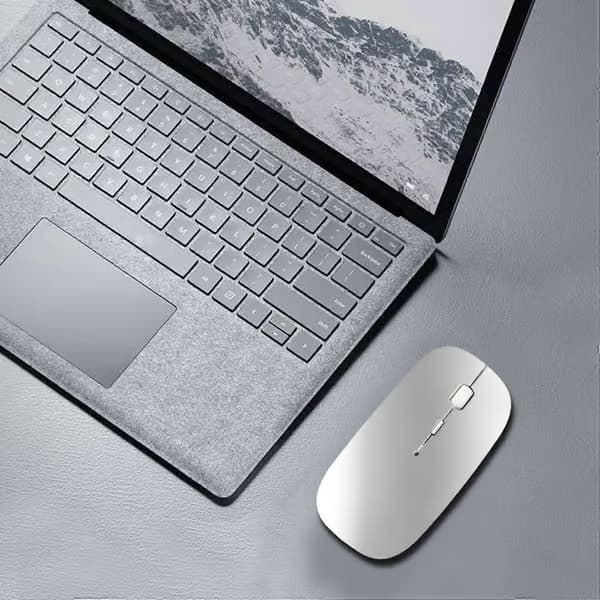 Trådlös Bluetooth-mus för Surface GO Pro X Uppladdningsbar tyst mus för Surface Pro (Silver)