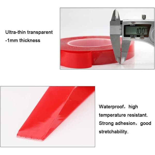 Premiumkvalitativ transparent monteringstejp 10 m x 10 mm, dubbelhäftande