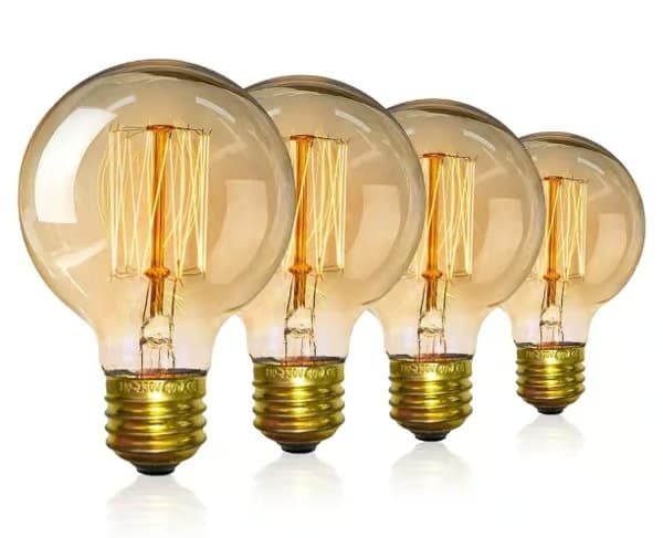 4 kpl Vintage Edison -hehkulamppuja - Globe-lamput - Lämmin valo 40 W G80 E27