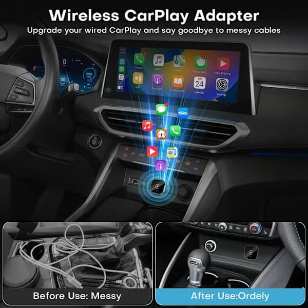 2-i-1 Trådlös CarPlay Adapter Android Auto Trådlös Adapter Smart Mini Box USB Dongle Plug and Play WiFi Snabbanslutning Android Bilar Modell 1