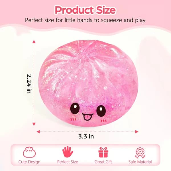 Sugar Dumpling Squishy Mystery Box, Glitter Bao Bun Klemmelegetøj, Stresslindrende Legetøj pink