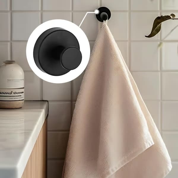 Väggkrokar med sugpropp, 4-pack Black