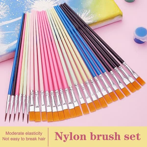 12 st penslar set konst rund platt hår nylon h Multicolor A