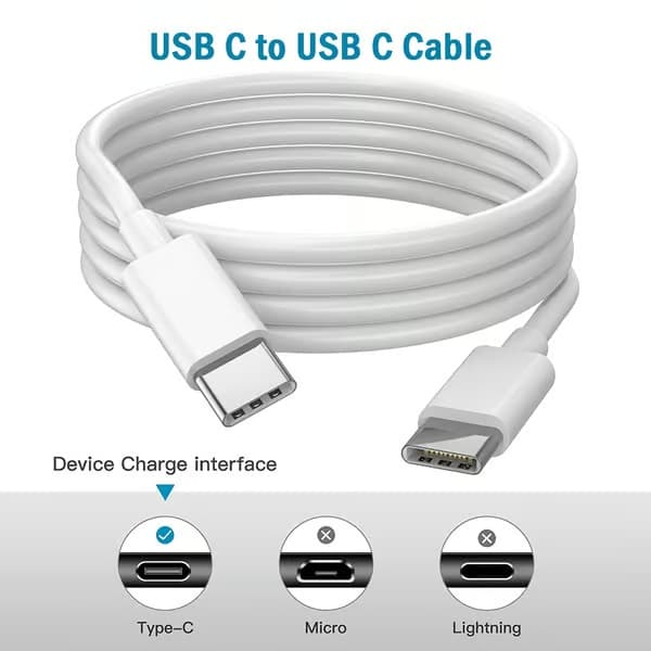 3-pack 2m USB-C-kabel för laddning och dataöverföring iPhone 16, 15 iPad Mac Vit 3-PACK 2M laddningskabel