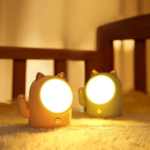 Lucky Cat LED Nattlampa, USB Uppladdningsbar, Lämplig för Sovrum, 1 enhet