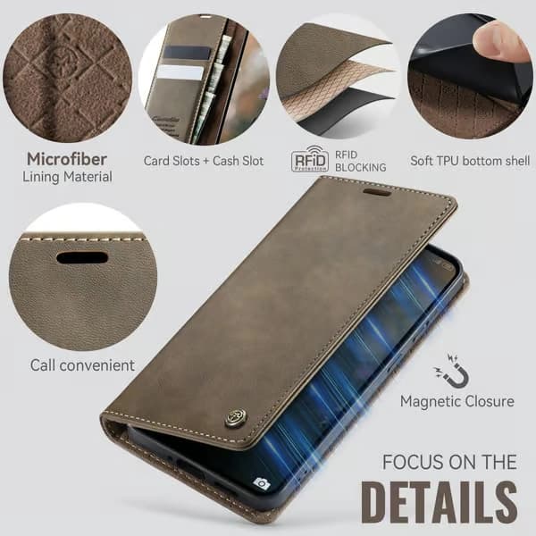 CASEME Plånboksfodral för Xiaomi Redmi Note 15 Pro 5G - Kaffe Mörkbrun