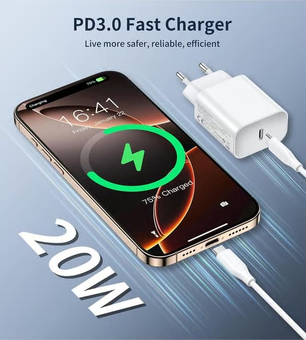 3-pakning Apple 20W USB-C strømadapter spesialdesignet for iPhone USB-C-kontakt med iPhone 16/15/14/13/12 Plus Pro Max Mini