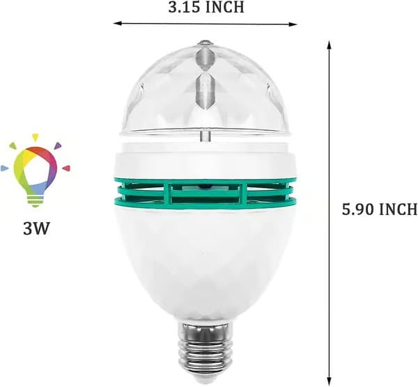 Roterende LED-strobelys flerfarget krystall scenelampe E27-sokkel