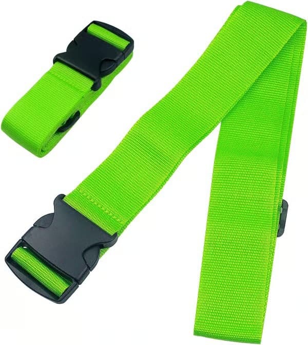 Kraftiga bagageremmar för resväskor, packremmar, resetillbehör, justerbar väskrem, 2-pack Green