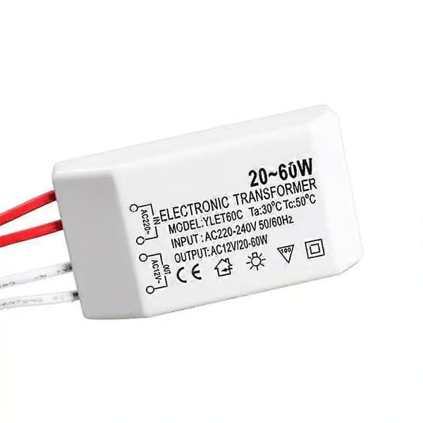 Elektronisk transformatoradapter för 12V halogenlampa - 20-60W spotlight