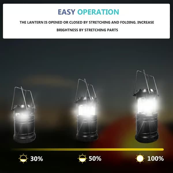 2 x Bärbar LED Campinglampa med Vikbar Krok, Tältlampor
