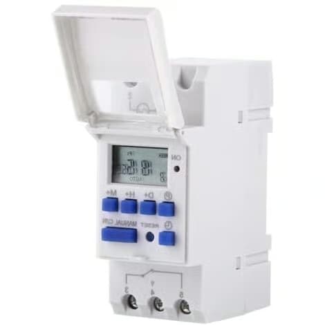 Programmerbar elektronisk timer med 16 PÅ/AV-inställningar - AC/DC 12/24V - Ström 15A - Effekt 3000W - DIN-skena - DC24V