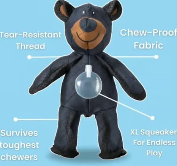 unbreaka-bear mighty bear tug- och tuggtålig hundleksak blue