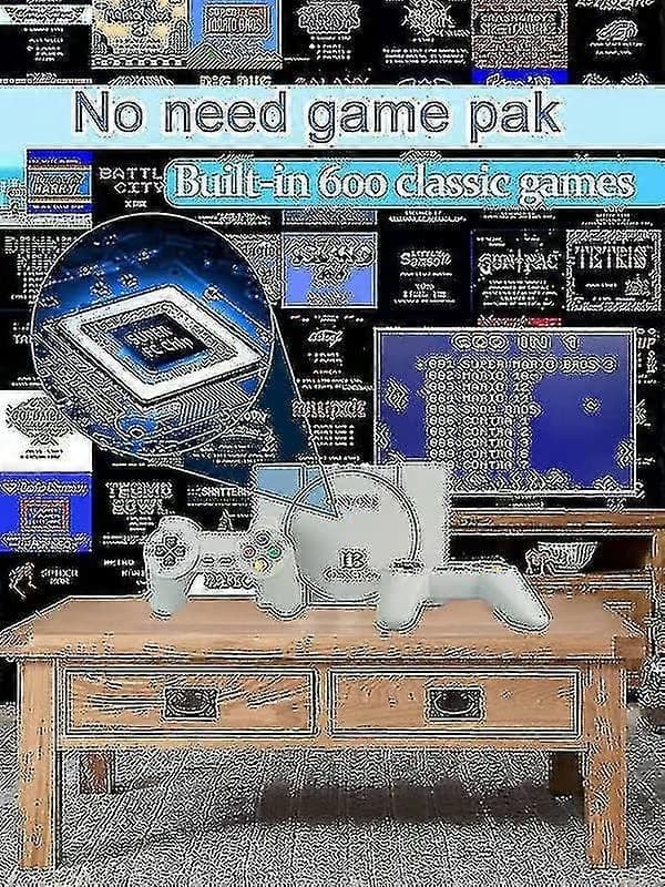 Spelkonsol med 600 inbyggda klassiska spel, Plug and Play-konsol