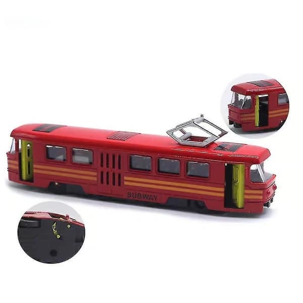 Klassisk Tåg Spårvagn Diecast Pull Back Modell Med Led Musik Pedagogisk Leksak Barn White