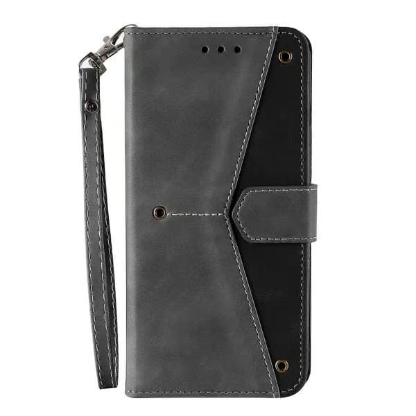 Samsung Galaxy A17 5G Plånboksfodral i Läder med Sömmar och Handledsrem Grey