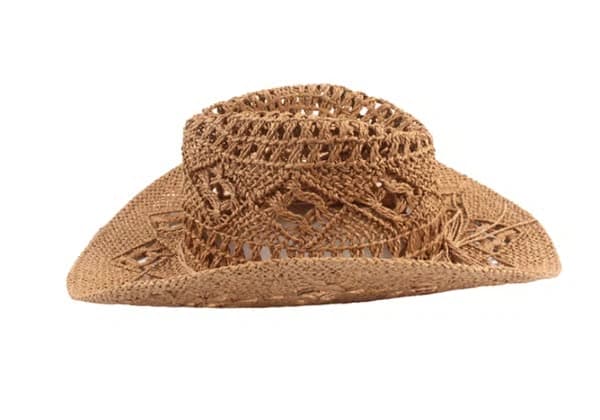 Cowboyhatt i halm, ihålig solhatt med bred brätte Khaki