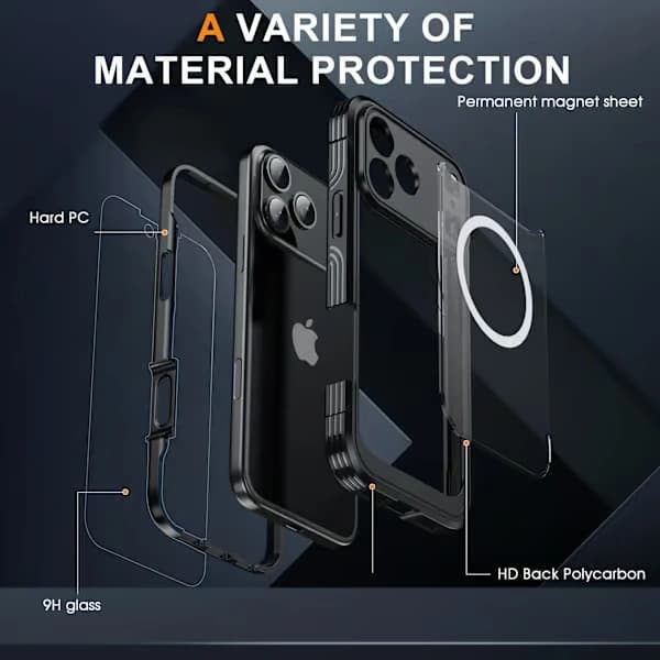 Støtsikkert 9H glassdeksel for iPhone 17 Pro Max (Oransje) - Magnetisk allsidig beskyttelse