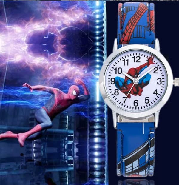Spiderman kvartsklokke med armbånd for gutter blue