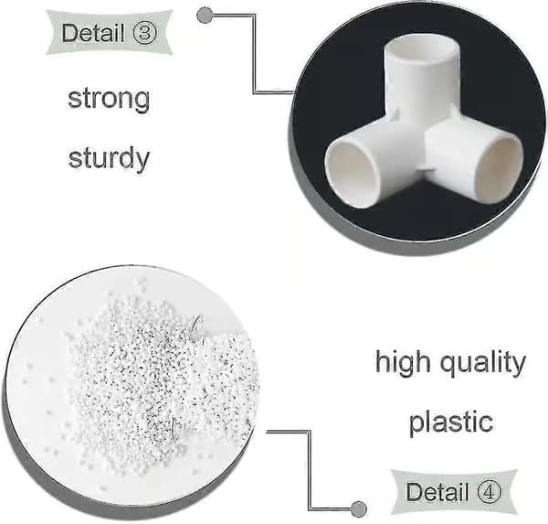 3-vägs PVC-kopplingar med innerdiameter 20 mm, 3-vägs vinkel PVC-vattenrörskopplingar för bevattningsvattenrör (11 st, vit)