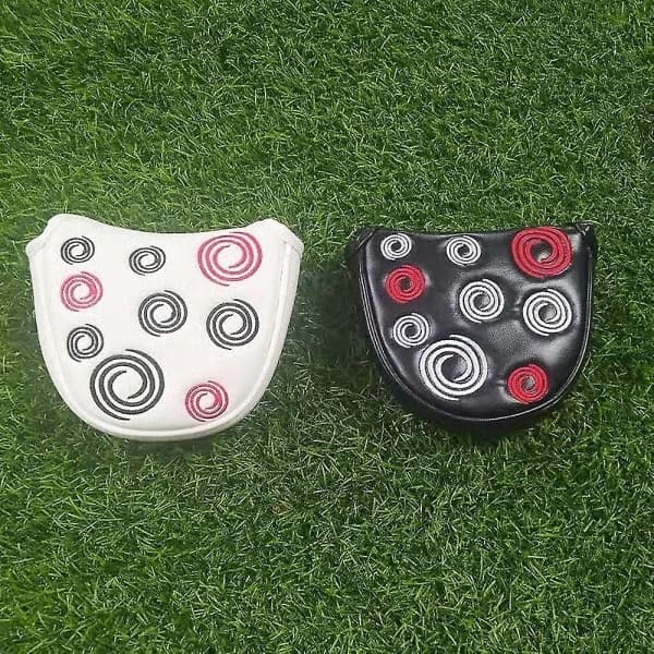Golfhuvudskydd Golf Mallet Putter Skydd Läderhuvudskydd Magnetisk Stängning Simple White