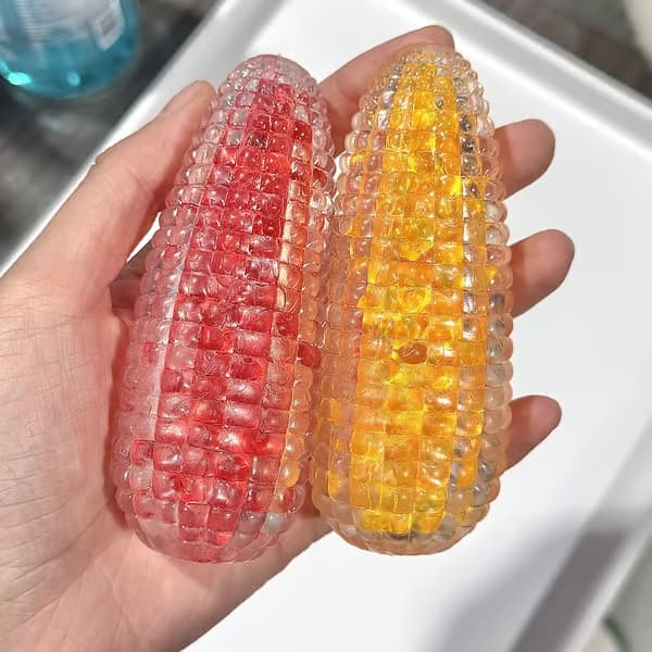 Majs Squishy Stressleksak - Kristall-klämleksak Långsamt stigande stressavlastande sensorisk leksak Orange