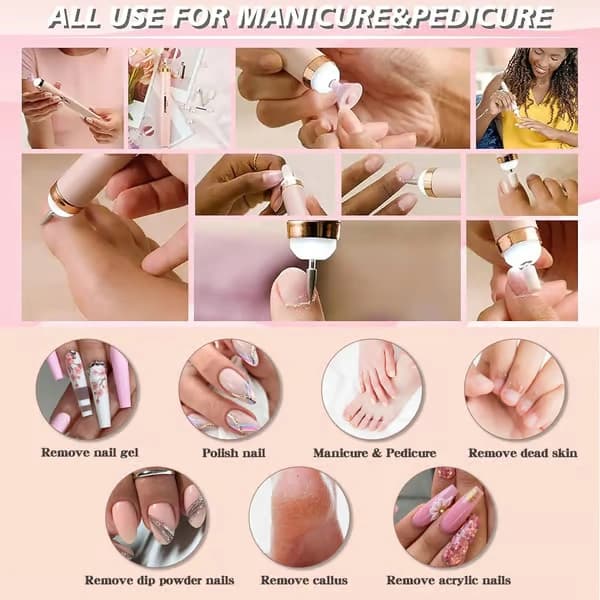 Elektrisk nagelfil - Elektrisk fil - 5-pack rosa