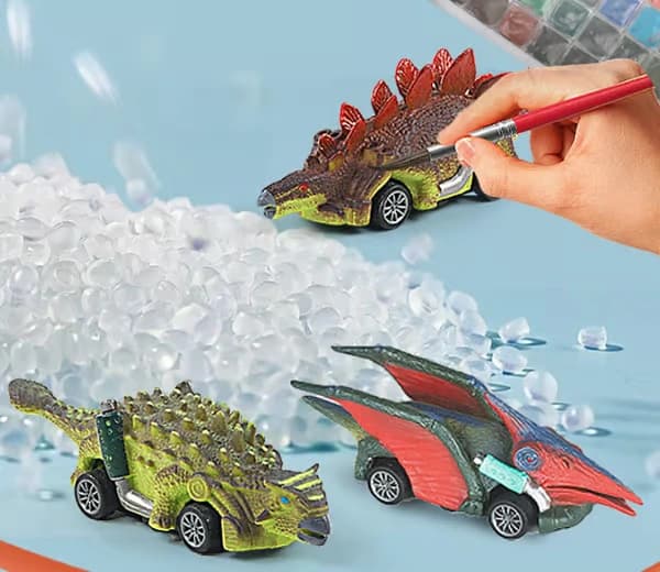 6 st förpackade dinosaurie pull back-bil Tyrannosaurus Rex-modell barns tröghetsleksak tålig mot fall