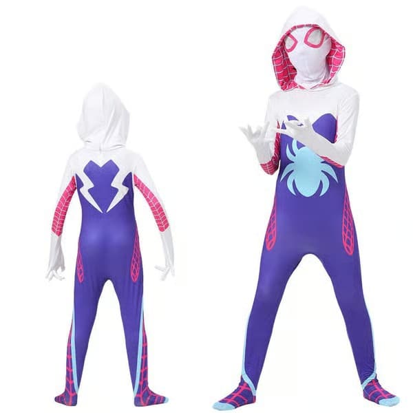 Ny Ghost Spider Stacy Gwen cosplay-dräkt för flickor, jumpsuit, maskeradkläder