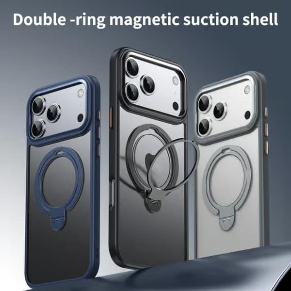 iPhone 17 Pro Max-fodral med dubbel MagSafe-magnetring, matt grå Mattgrå