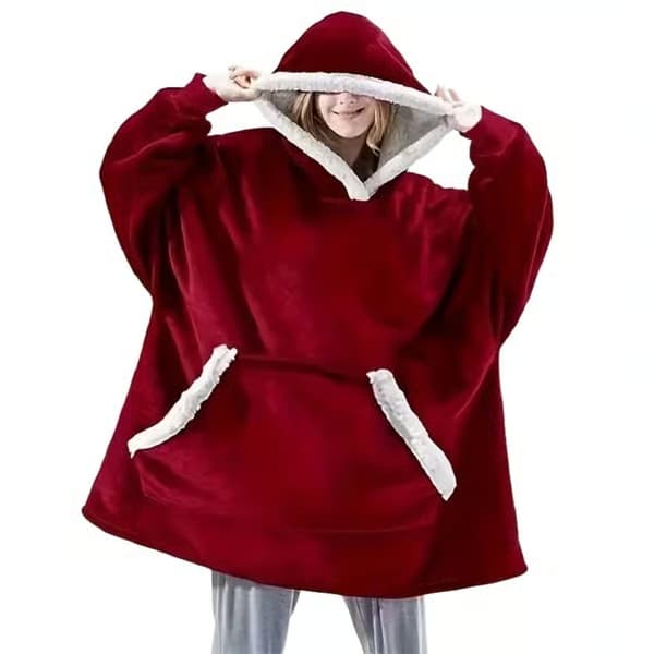 Oversize-filt Snuggie i 100 % bomull, röd, mode och vardagskläder