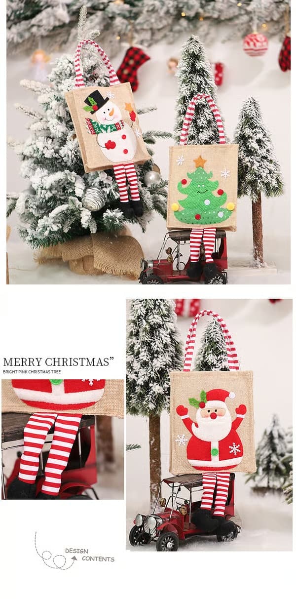 4 stycken tecknade randiga julklappspåsar