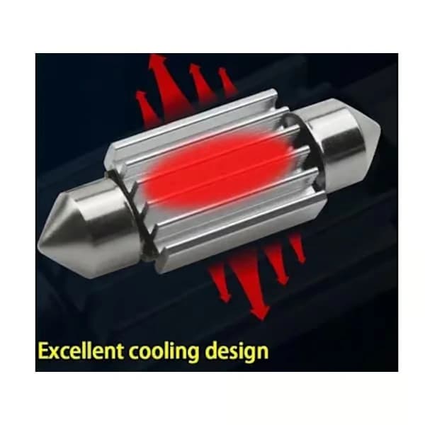 41mm/42mm Röda Canbus LED 5050SMD-lampor, 4-pack, C5W SV8.5, Röd
