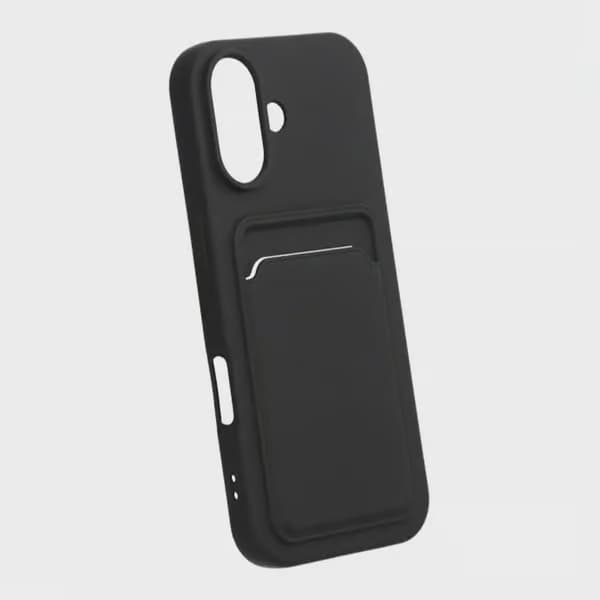 Silikondeksel med kortholder for iPhone 17 - Svart