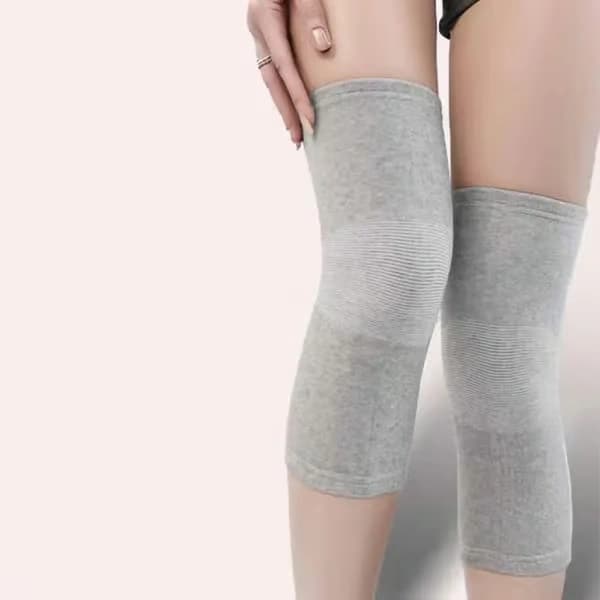 2-pack knävärmare i bambukol - Ljusgrå, One Size