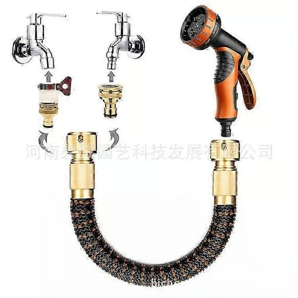 SCSYV Pocket Hose Copper Bullet Expanderbar Trädgårdsslang med Mönstrad Tumsprej 25ft Patenterad Blyfri Ultralätt Solid Koppar