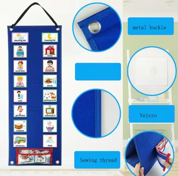Visuellt schema för barn - Daglig arbetsplanerare Blue