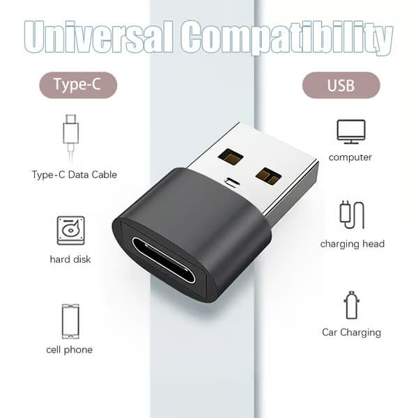 2-pack USB-C till USB-adapter för dataöverföring och laddning Black