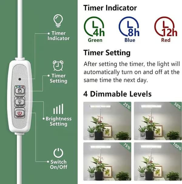 Fullspektrum LED Växtlampa 120 LED / Växtbelysning - Timer, Justerbar
