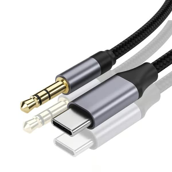 Ljudkabel: Typ-C till 3,5 mm AUX-kabel för bil och hörlurar 2 m 2 m