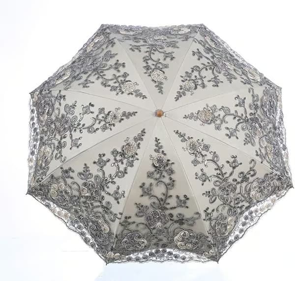 Vikbart UV-parasoll Snö-/Regn-/Solparaply Broderat Bröllopsparaply