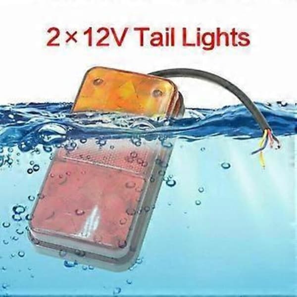 Set med 2 multifunktionella 12V LED-bakljus, universella bromsljus för släpvagnar.
