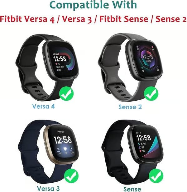 2-pack laddare, kompatibel med Fitbit Sense/Fitbit Sense 2, Fitbit Versa 3 / Fitbit Versa 4, ersättningsladdningskabel