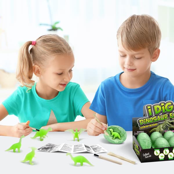 Glow Dino Eggs Dig Kit, 12 utgravings-egg, STEM-leketøy 6+ Green Glowing Dinosaur