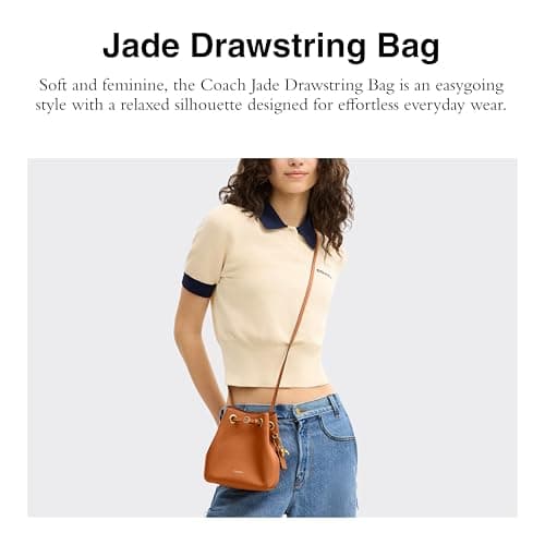Coach Damväska i läder Jade Drawstring Bucket Bag Amber Brown