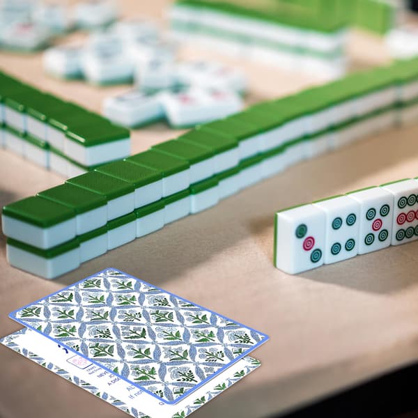 4 stk Mahjong Shuffler Tile Mixing Card, Blå, Lineær, Blå Blok Blue / Linear / Blue Block