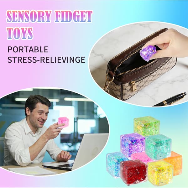 24-pack långsamt stigande isbit Squishy Stressbollar, Stresskub för vuxna och barn 24p Stress Cube