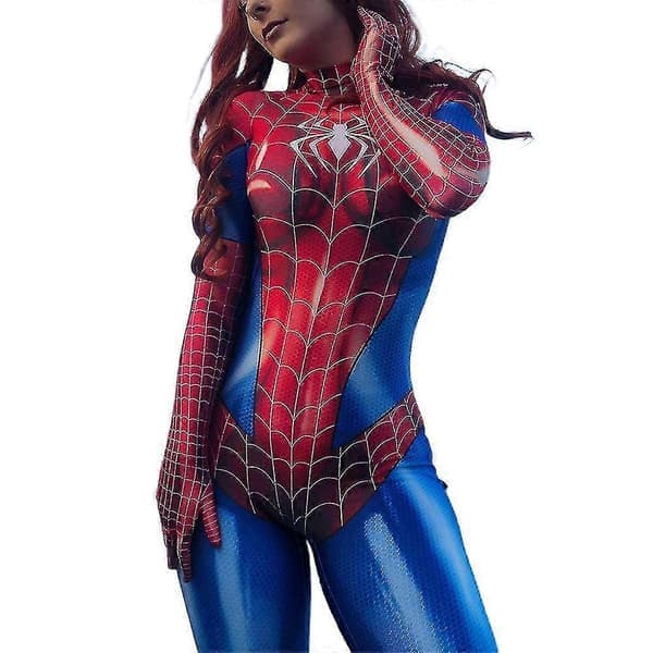Spider - Kvinnans Bodysuit - Halloween Cosplay Kostym Stretch Jumpsuit