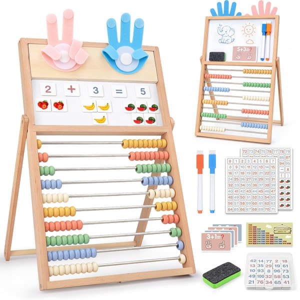 Joyreal Træ Abacus til Børn Matematik 3-5 4 5-7, Dobbeltsidet Whiteboard